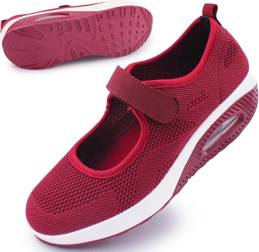 Ademende wandelschoenen voor dames met klittenbandsluiting comfortabel voor voetproblemen zoals artritis en diabetes lichtgewicht met traagschuim en luchtkussen