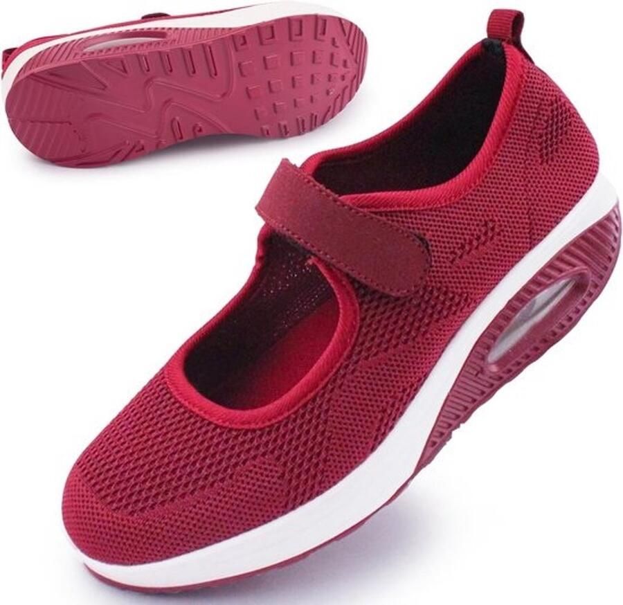 Ademende wandelschoenen voor dames met klittenbandsluiting comfortabel voor voetproblemen zoals artritis en diabetes lichtgewicht met traagschuim en luchtkussen