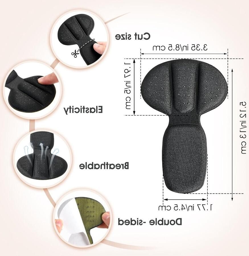 Adhesieve hielkussens van mesh stof herbruikbare hielbeschermers voor blaren comfortabele grip voor grote schoenen en laarzen