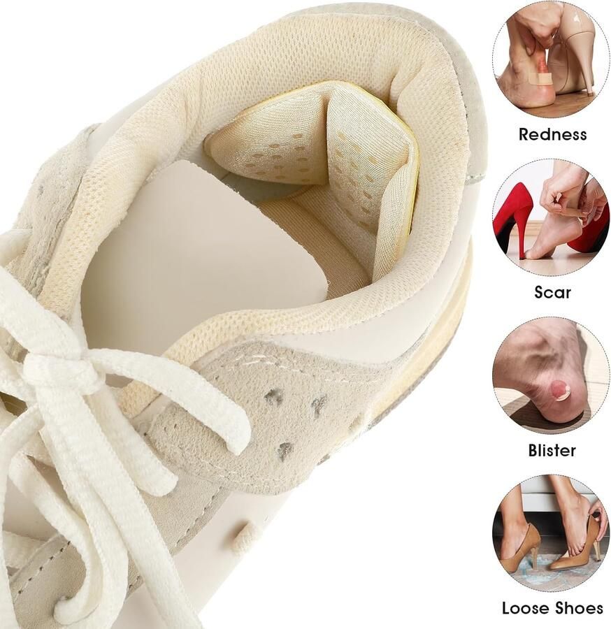 Adhesieve hielpads van mesh stof 4 herbruikbare hielbeschermers voor grote schoenen blarenpreventie en comfort voor en