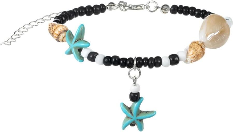 Adjustable Barefoot Sandal Jewelry with Shell Accent Colorful Beaded Anklet for Beachwear and Festivals Unique Shell Anklet