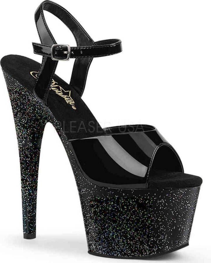 ADORE-709MG 7 Heel 2 3 4 PF Ankle Strap Sandal w Mini Glitter