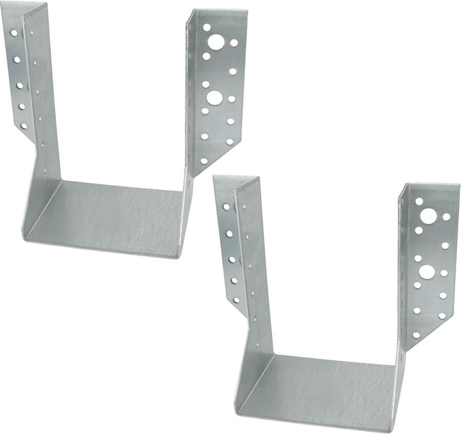 AERZETIX Set van 2 bevestigingsschoenen met buitenvleugels 100x75x140mm galvaniseerd staal veelzijdige beam shoes