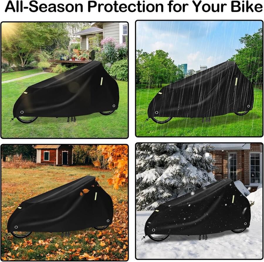Afdekking voor e-bike en bakfiets 420D Oxford-stof wind- en waterdicht uv-bescherming met verankeringsclips tegen storm