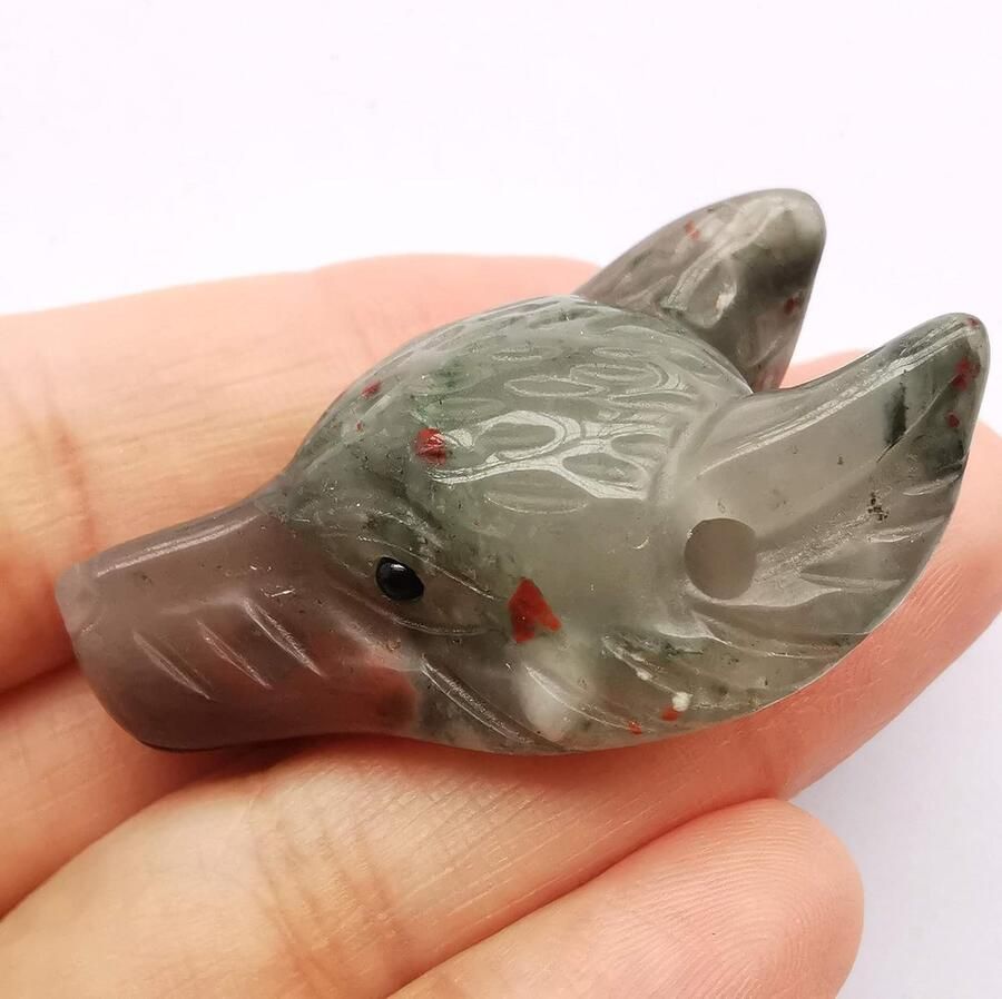 Afrika-bloedsteen Wolf Hoofd Stenen Standbeeld Mini 40mm Dieren Genezing Kristal Zaksculptuur - Foto 2