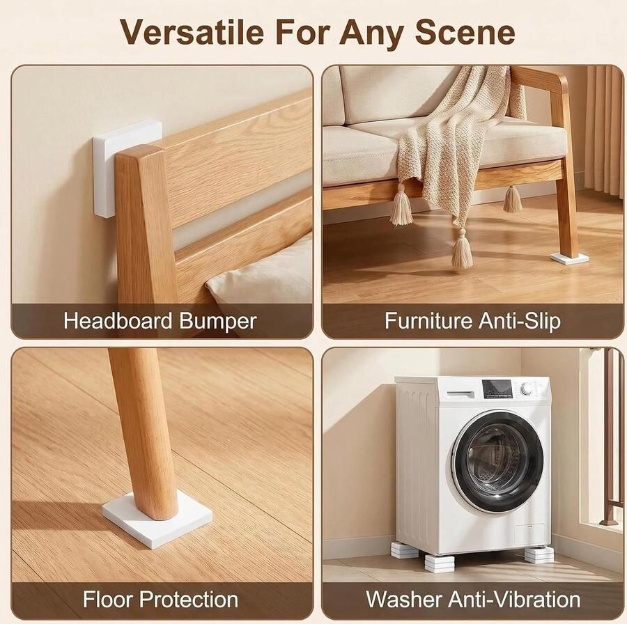 Afstandhouders van EVA-schuim wit wandbescherming 10 mm hoge dichtheid zelfklevende meubelstopper voor bed bank wasmachine universeel aanpasbaar en zonder resten verwijderbaar stuks - Foto 2