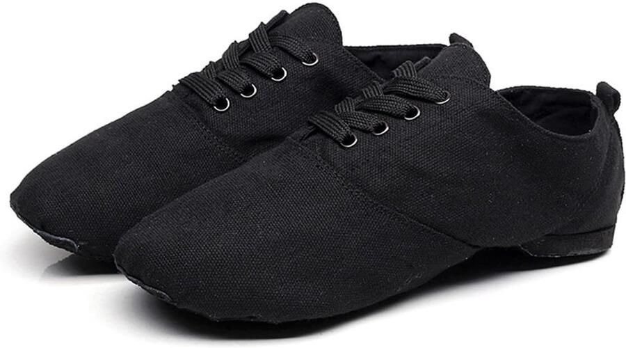 Aladdien Dames dansschoenen Canvas jazz schoenen Flexibel en ademend Zwart Gymnastiek schoenen Perfect voor dans en sport