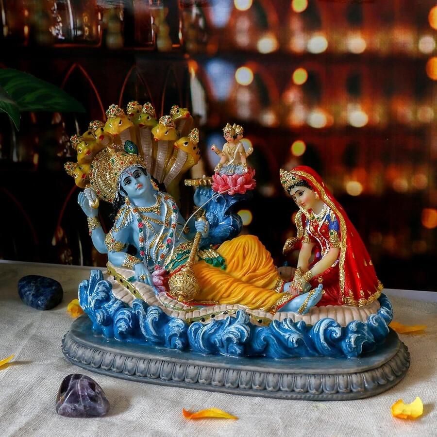 Alikiki Hindoe God Heer Vishnu Standbeeld 8.3 L Mahavishnu beeldje Goddelijke Hindoe Godheid voor Spirituele Aanbidding Home Office Studio Hotel Decor Mandir Tempel Altaar Diwali Puja Item
