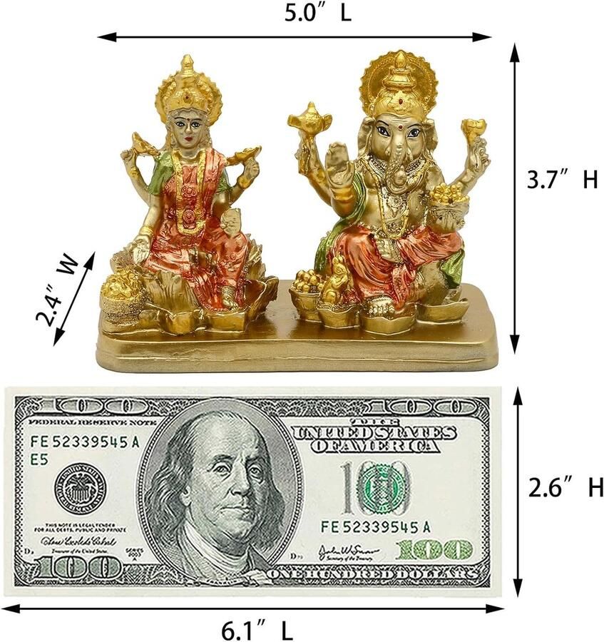 Alikiki Hindoe Heer Ganesha Lakshmi Standbeeld Indiase God Laxmi Ganesh Murti Item Thuis Tempel Puja Pooja Idool Diwali Gift India Tafelblad Bureau Ganpati Sculpturen