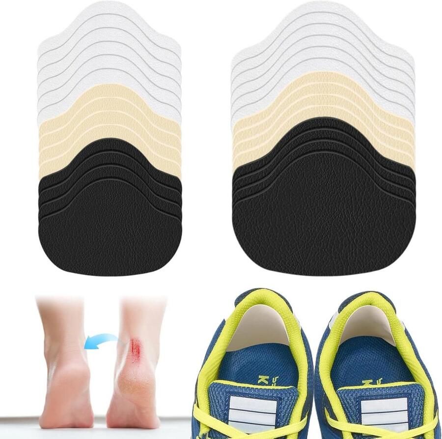 All4You Sneaker-hielkussens Hielreparatie Zelfklevend Leer Sneakers Sportschoenen Bescherming Zwart Twee paar