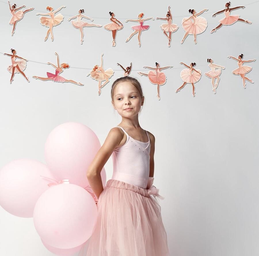 Allecta Balletdanser Banners Roze Ballerina Feestdecoraties Balletmeisje Garland Hangend Ballet Thema Verjaardagsdecoraties Bunting voor Bruiloft en Babyshower