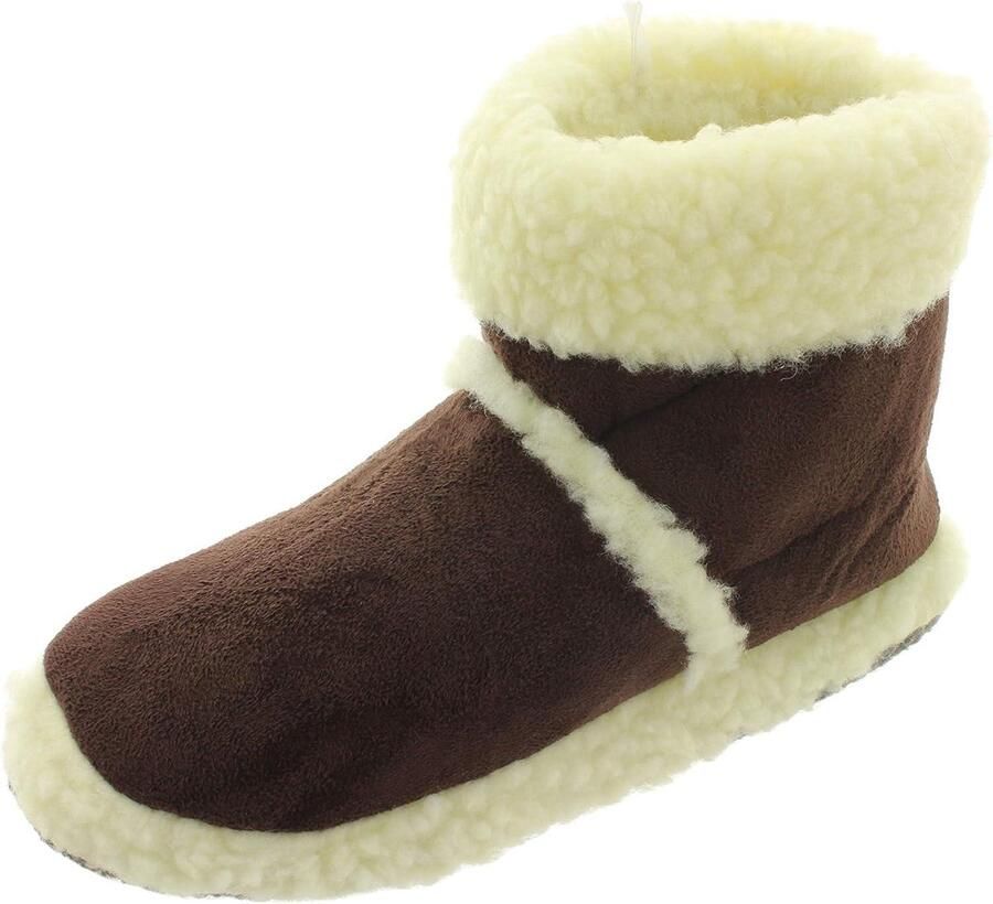 Allecta Comfortabele dames pantoffels met zacht kunstbont en suède-look Warme huisschoenen met platte zool