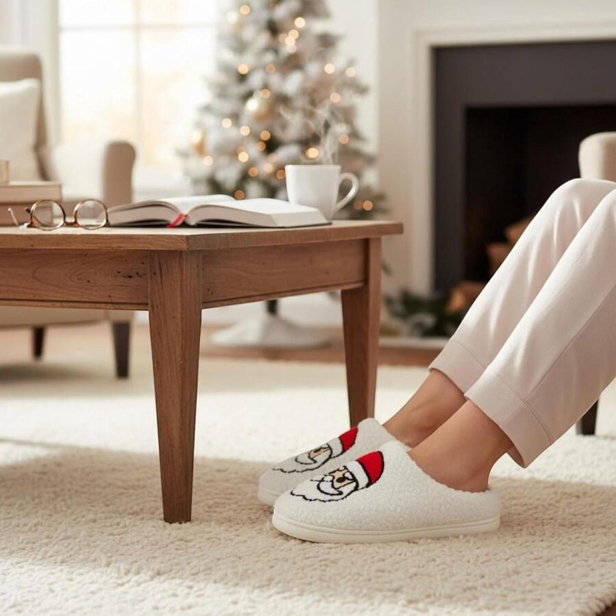 Allecta Dames Teddy Pantoffels Kerstmis Winter Slippers Behaaglijk Gevoerd Antislip Zool Luxe Damesschoenen Warme Huis schoenen Comfortabele Pantoffels 100% Polyester