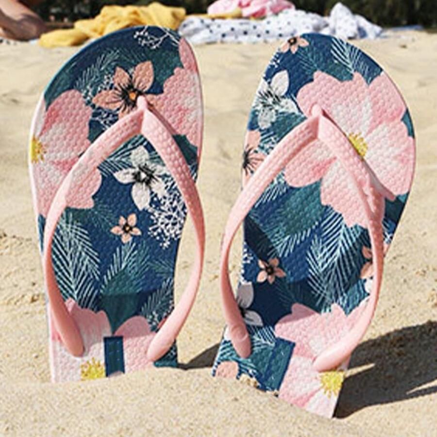 Allecta Dames Zomer Sandalen Strand Slippers Bloemen Patroon Antislip PVC