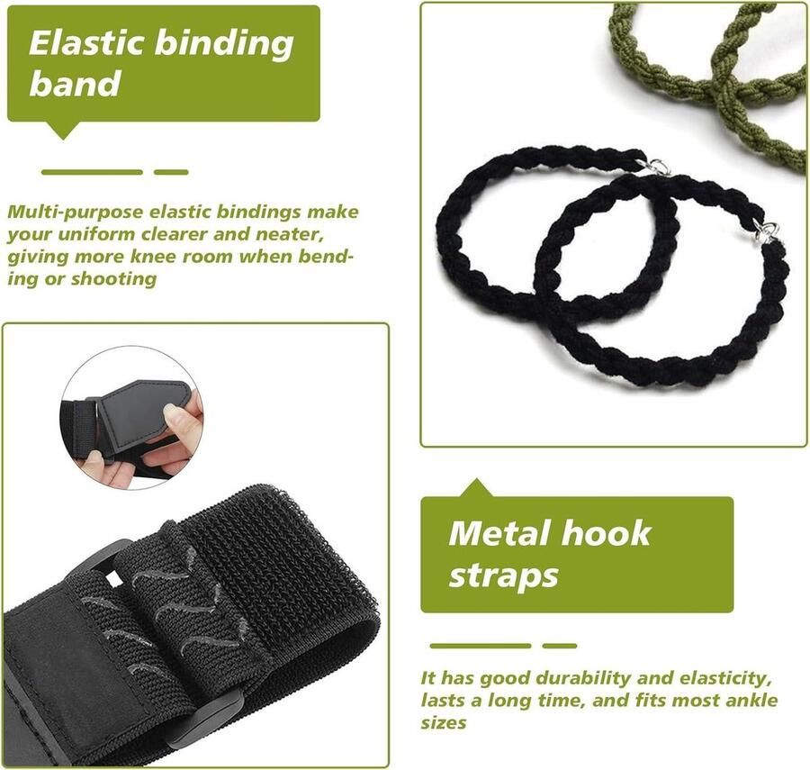 Allecta Elastische Broekklemmen voor Fietsen en Militaire Uniformen Enkelbroekriemen met Haak en Lus Set van stuks
