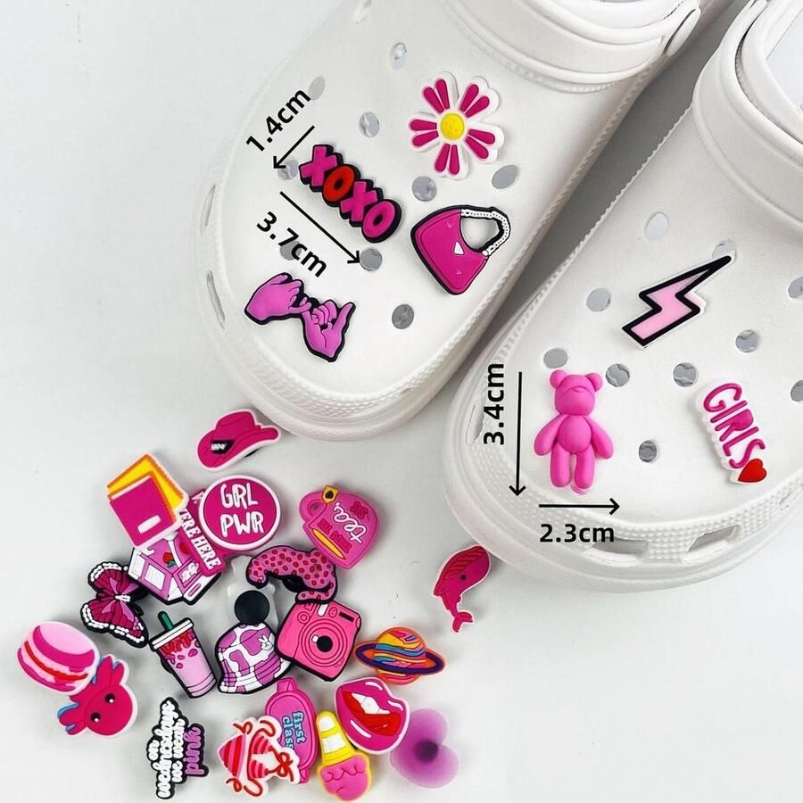 Allecta Roze Crocs klompen voor meisjes en vrouwen met schattige schoenbedels 74 stuks