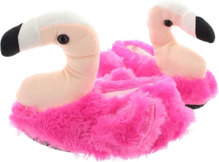 Allecta Roze Pluche Slippers voor Dames Flamingo Design Comfortabele Instappers