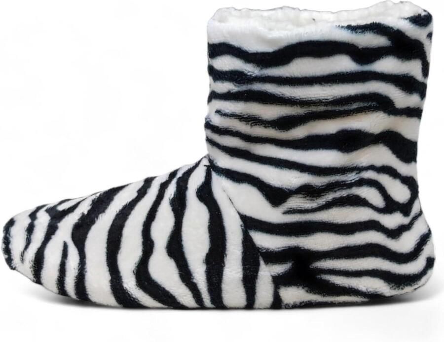Allecta Zachte dames pantoffels met modieus zebrapatroon in zwart wit