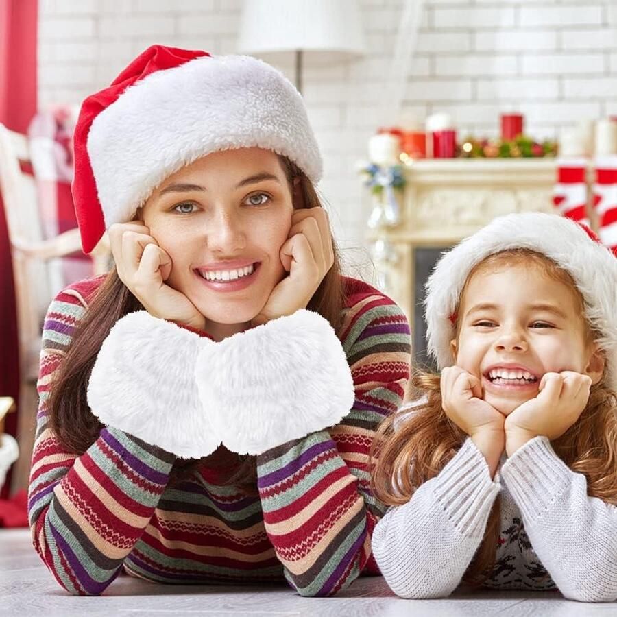 Allecta Zachte Faux Fur Polsband voor Vrouwen in Wit Winter Arm Mouw Polsring Modeaccessoire