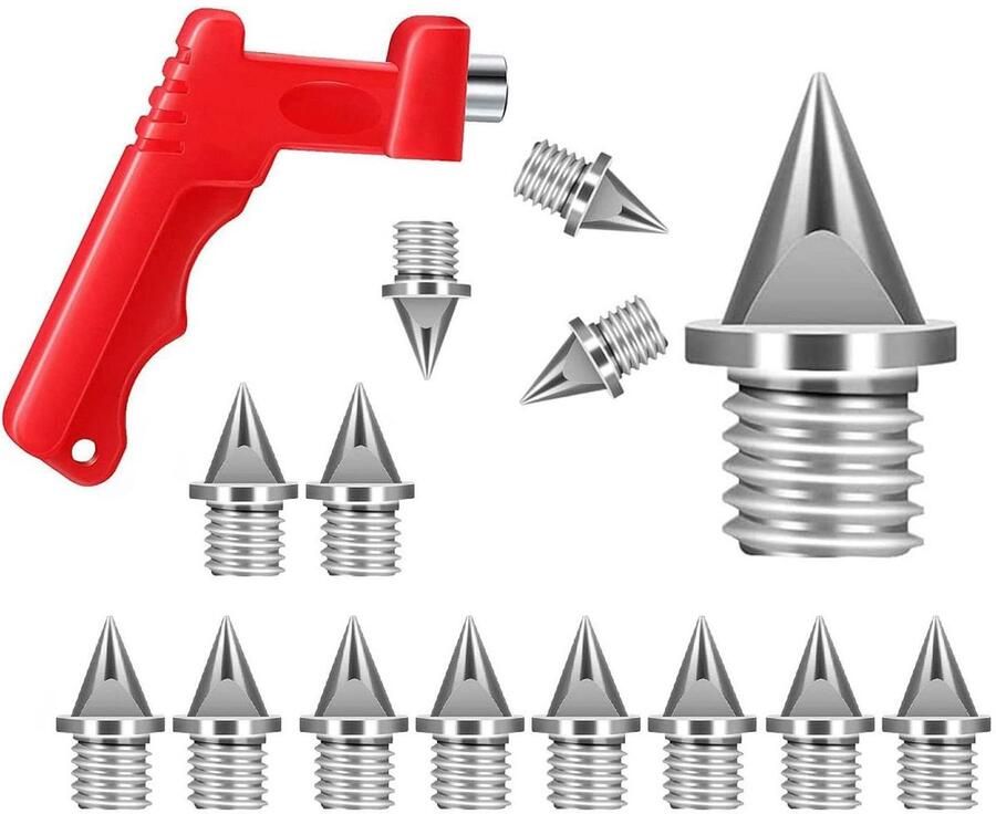 Allecto 14 stuks Track Spikes Met Spikesleutel Stabiele Langlaufspikes Jumping Running Walking Kunststof Loopbrug Geschikt voor Schoenen Zwart