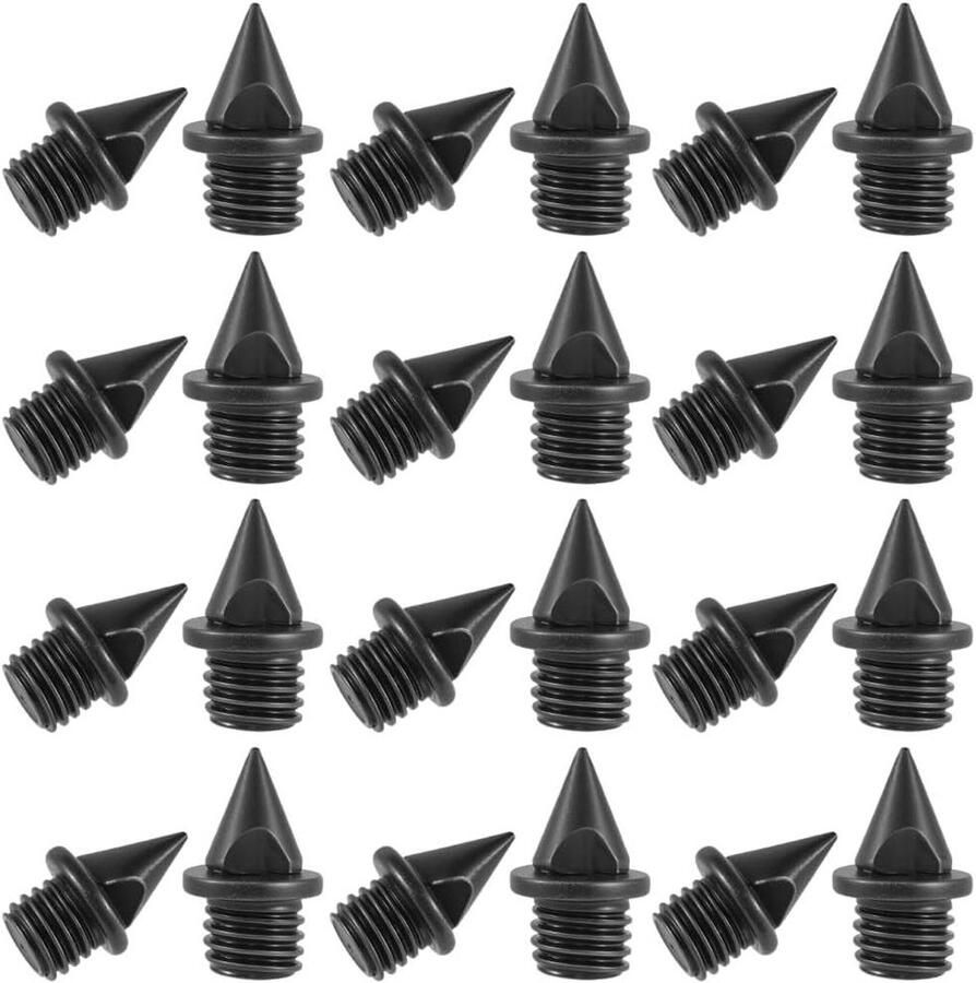 Allecto 50 stuks Zwarte Track Spikes RVS Punk Piramide Cross Country Golf Schoen Spikes Kegel Decoratie Klinknagels Vervanging DIY Craft Sport Loopschoenen Kleding Accessoires