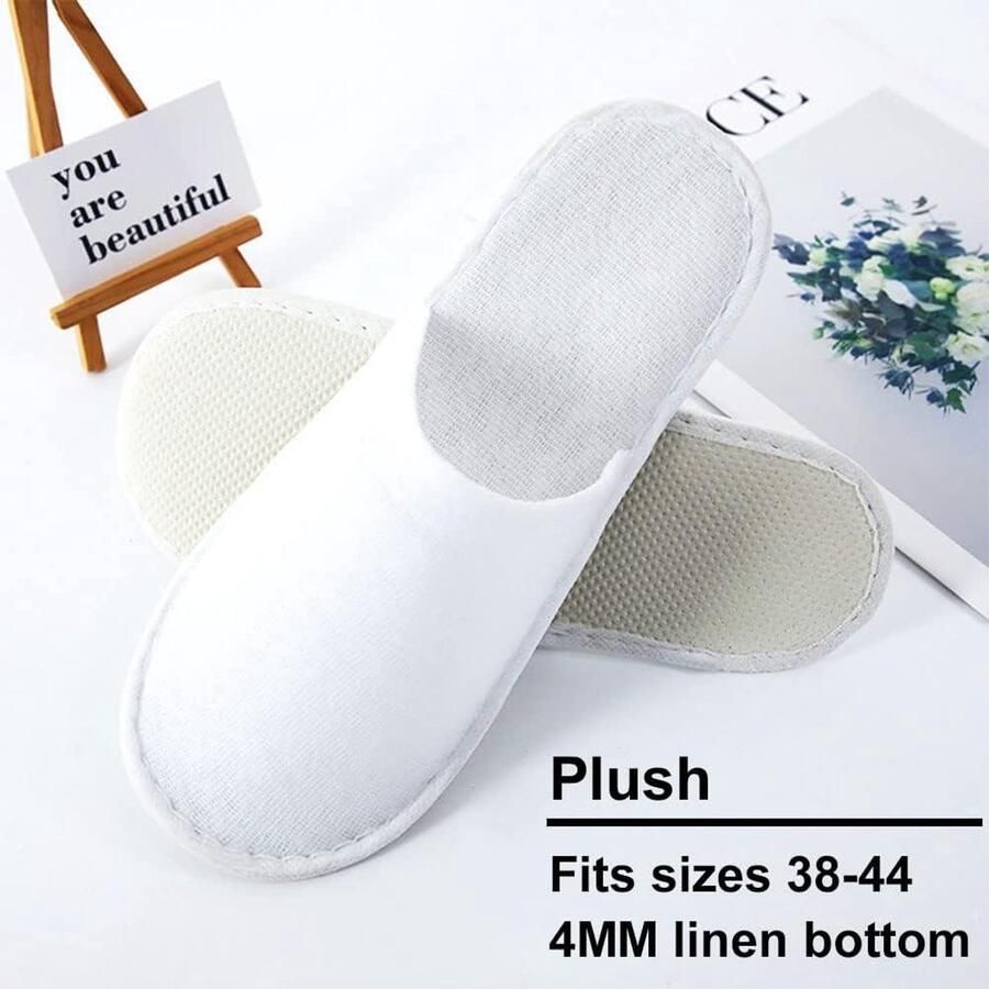 Allecto- Badstofslippers Hotelslippers Gastenhuisschoenen Badslippers 4 paar Huisschoenen voor hotel spa thuis gasten reizen Kleur of model
