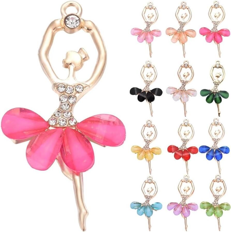 Allecto Ballerina Charms Kleurrijke Dancer Charms Ideaal voor Sieraden 12 Kleuren Metaal en Hars Perfect voor Oorbellen en Kettingen