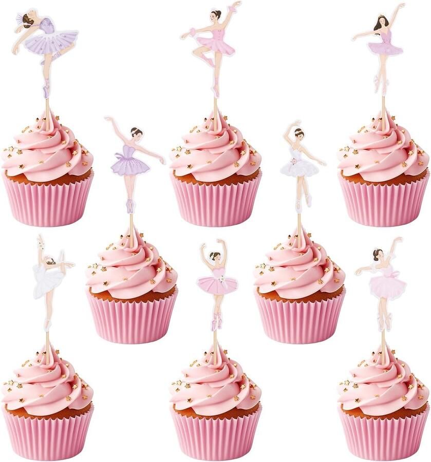 Allecto Ballerina Cupcake Kit 32 Stuks Perfecte Decoratie voor Taart en Cupcakes Meerdere Stijlen Toppers voor Ballerina Tutu en Slippers