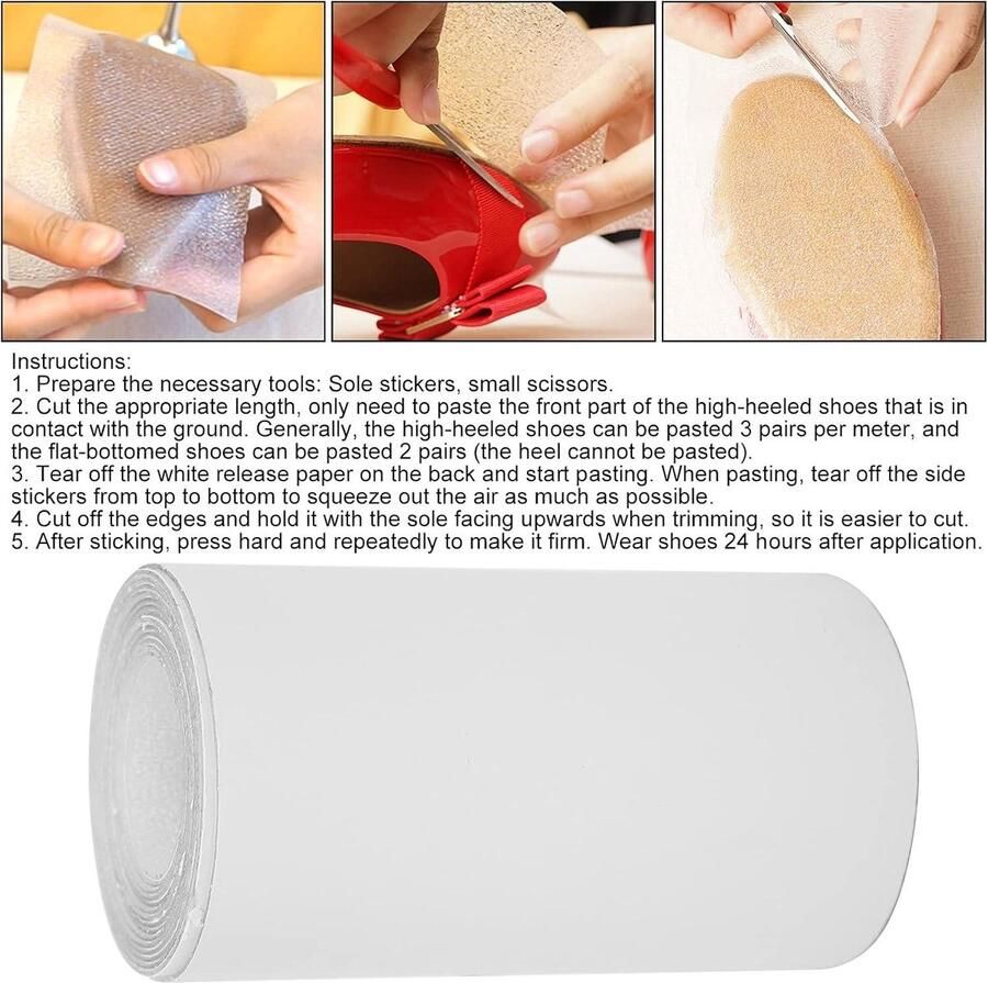 Allecto- Bescher de Zelfklevende Hoes voor Hakken Anti-slip Transparant Sneakeraccessoires Kristalhelder voor Hakken Sneakers Buiten 2 meter 6 ft