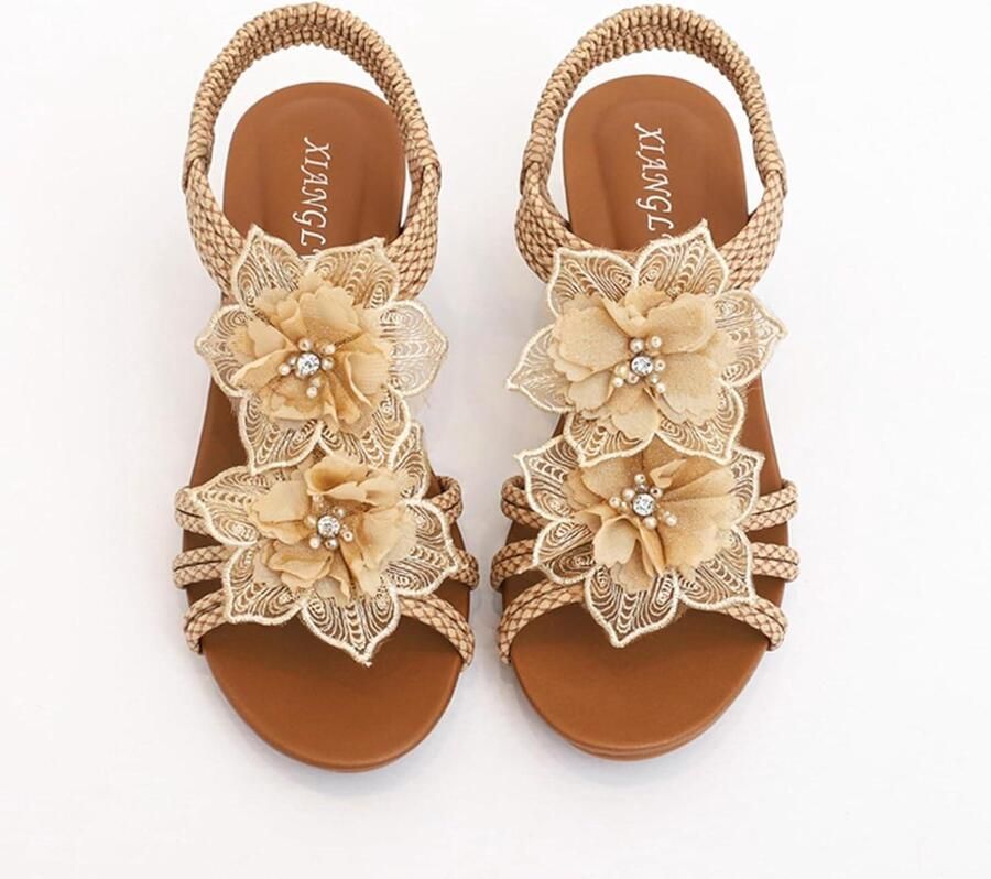 Allecto Comfortabele Dames Sandalen Zomer Schoeisel Zwart Trendy Design Voor Vakanties en Stranddagen Geschikt voor Dames Zwart Model Vrouwen Dames Lage Wig Hak Platform Kant Bloem T-Bar Slingback Zomer Sandalen