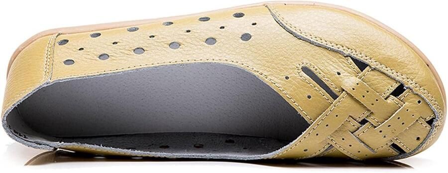 Allecto- Comfortabele Lederen Loafers Casual Ronde Teen Mocassins Zachte Wandelen Boot Schoenen Vrouwen Lichtgroen Geschikt voor