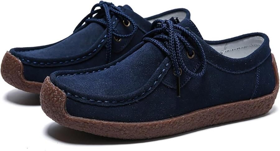 Allecto- Compatibel voor merk Dames Comfortabele Zwarte Loafers Schoenen Geschikt voor Werk Modegalementen Elegant Trendy Vrouwen Loafers Mocassin Lace Up Flats Slip Op Mode Casual Schoenen Dame Faux Suede Boot Schoen