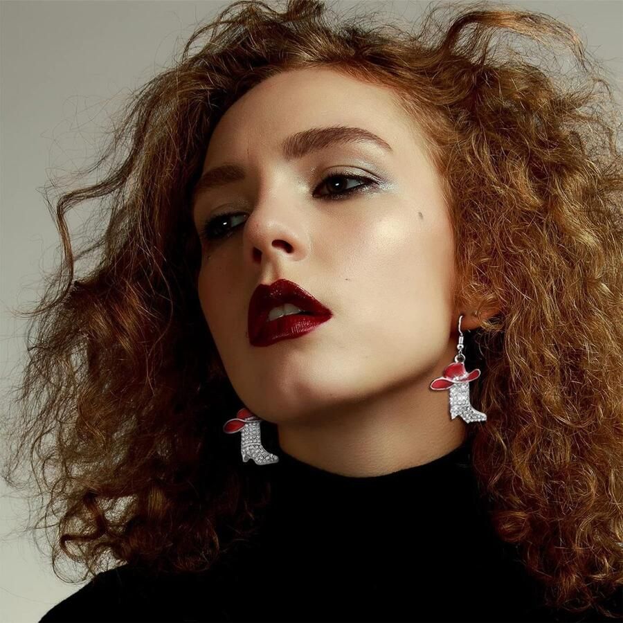 Allecto Cowboylaarzen Oorbellen Stijlvolle Accessoire Rood Western Thema Unieke Mode Geschikt voor Dames One Size