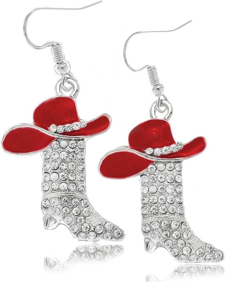 Allecto Cowboylaarzen Oorbellen Stijlvolle Accessoire Rood Western Thema Unieke Mode Geschikt voor Dames One Size