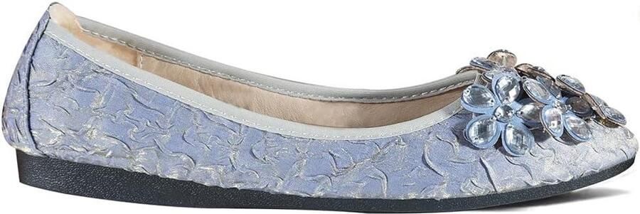 Allecto- Dames Ballet Flats Zwarte Pompen met Strass Formeel Bruiloft Kantoor Comfort Geschikt voor Bruiloften Blauw 41.5