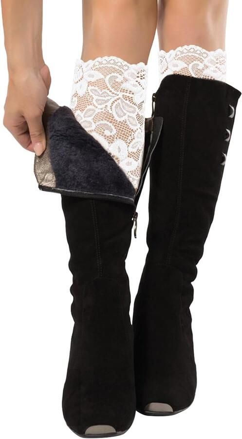 Allecto Dames Boot Cuffs Modieuze Elastische Kant Cuffs Fashion Accessoire Comfortabele Pasvorm Geschikt voor Laarzen Stijlvolle Outfit