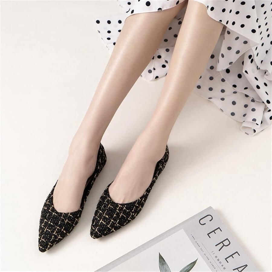 Allecto Dames Plat Slip On Zwart Ballerina Dolly Bruiloft Schoenen Geschikt voor Vrouwen Zwart