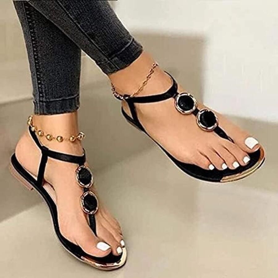 Allecto Dames Sandalen Gladiator Stijl Zomerschoeisel Open Teen Strand Sandalen Casual Boho Geschikt voor Zomer Modieus Model