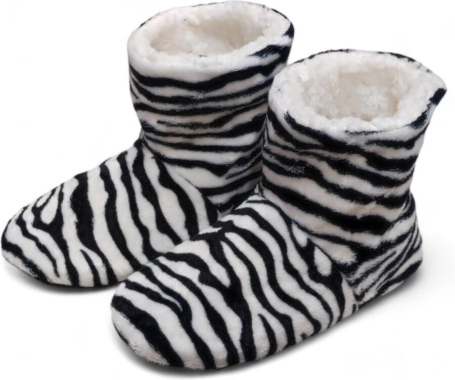 Solidchoice Dailygoody Damespantoffels Zachte slippers Modieus zebrapatroon Zwart wit Comfortabele binnenpantoffels Ideaal voor thuis