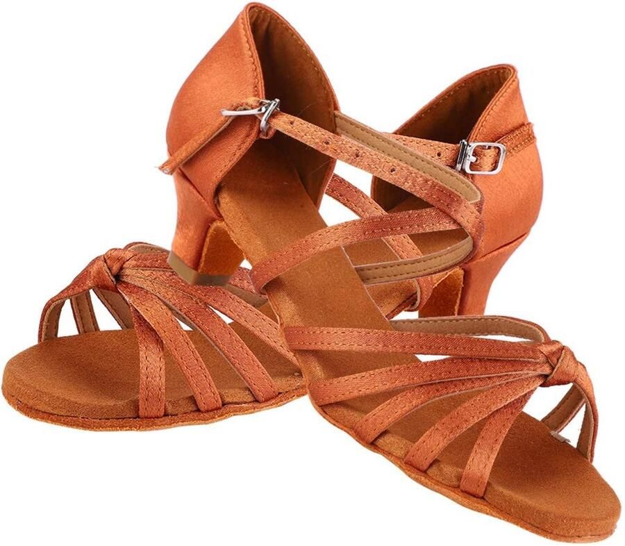 Allecto Dansschoenen Meisjes Suède zool Comfortabel Bruin Mode Lage hak Ademend Geschikt voor Latin dansen Bruin model