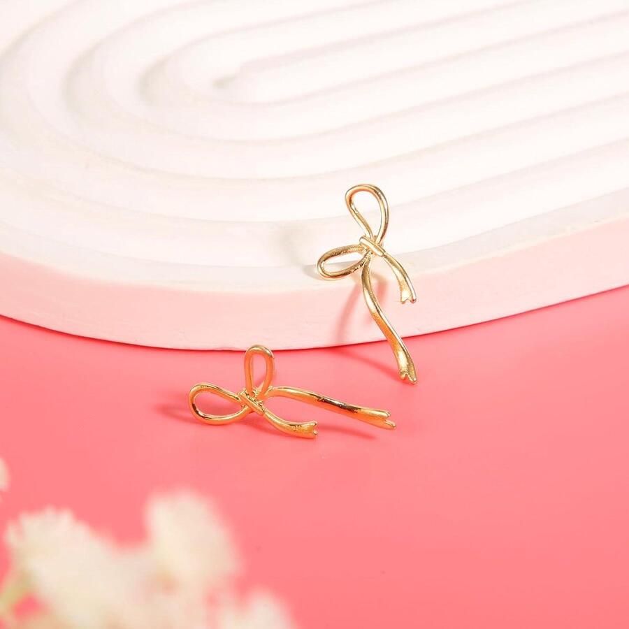 Allecto- Duurzame Boogoorbellen Stijlvol Goudkleurig Meisjes Verjaardag Sieradencadeaus Boogoorbellen voor Dames Klassieke Lintboogoorknopjes Boogknoop Bungeloorbellen Hoepels Striksieraden voor Dames Meisjes Verjaardag Sieradencadeaus(Goud)