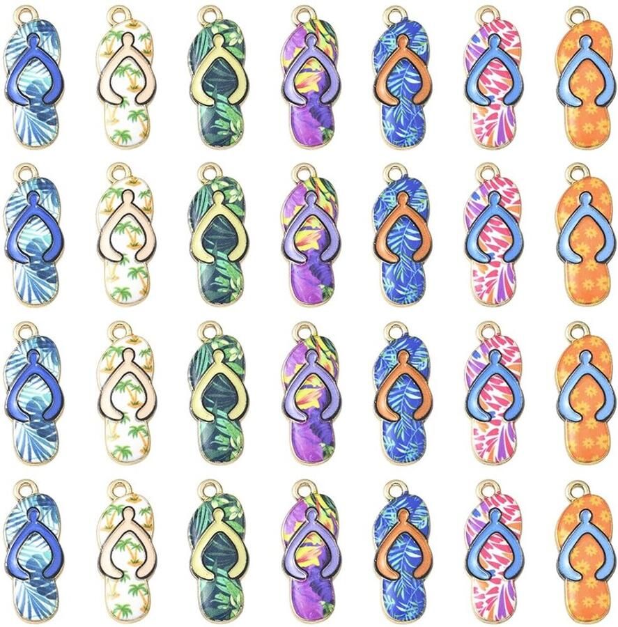 Allecto Flip Flop Charms Mini Slipper Charms Geschikt voor sieraden maken Gekleurde bloe Hawaii beach pendant 40 stuks Geschikt vo