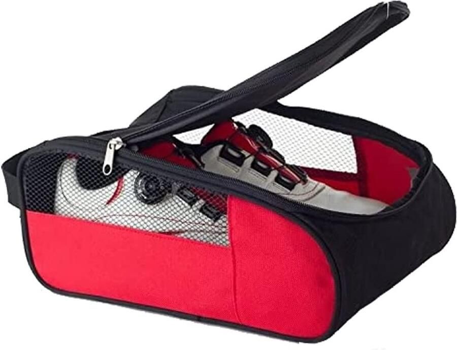 Solidchoice Dailygoody Golfschoenentas Draagtas met ventilatie Rood en zwart Geschikt voor en Perfect voor het opbergen van sportschoenen