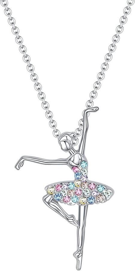 Dailygoody Halsketting met tutu hanger Ballerina charme Roze Zirkonia Sieradencadeau voor meisjes Perfect voor dames
