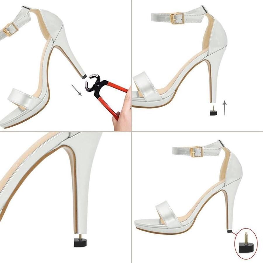 Allecto- Hielbeschermer Antislip Slijtvast 5 verschillende paar hielspikes Geschikt voor wandelschoenen Zwart model met rood accent