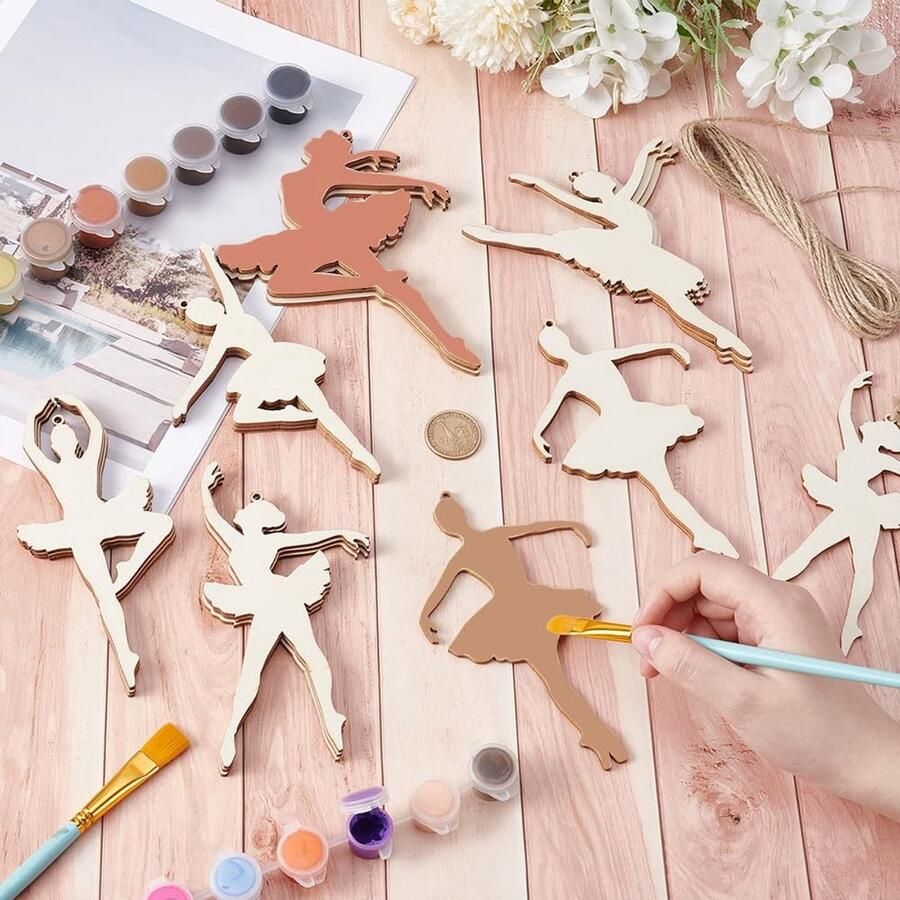 Allecto Houten Silhouetten Ballerina 24 stuks Ongefinished Decoratieprojecten Unieke Ballerina Knutselset Geschikt voor DIY Decoratie