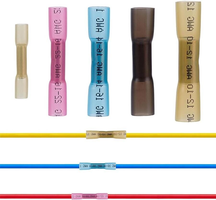 Allecto- Krimpaansluitingen Waterdicht 160 stuks 5 kleuren Marine grade Bedrading Geschikt voor boots Kleurrijk model Krimpdraad stekker waterdicht krimp draad splice ideaal voor de bedrading van laarzen en scheepskabels