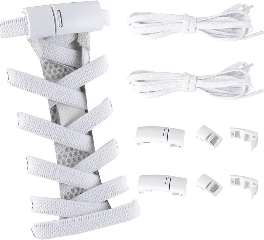 Allecto- Lazy Verschoongespen Metaal Handige locksluiting Zonder strikken 2 paar Lazy snelsluitingen Voor kinderschoenen Zwart Geschikt voor sportschoenen wandelschoenen