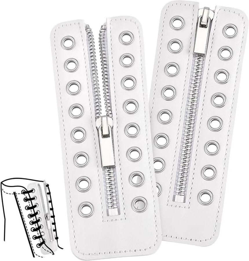 Allecto leren sneakers veters platina gaten wit reparatie geschikt voor nen en