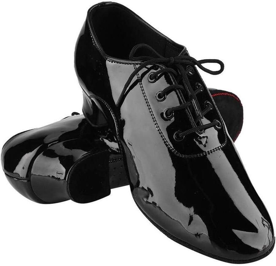 Allecto Mannen Dansschoenen Latin Dance Schoenen PU Leer Zwart Mannelijke Zwart Geschikt voor 40.5